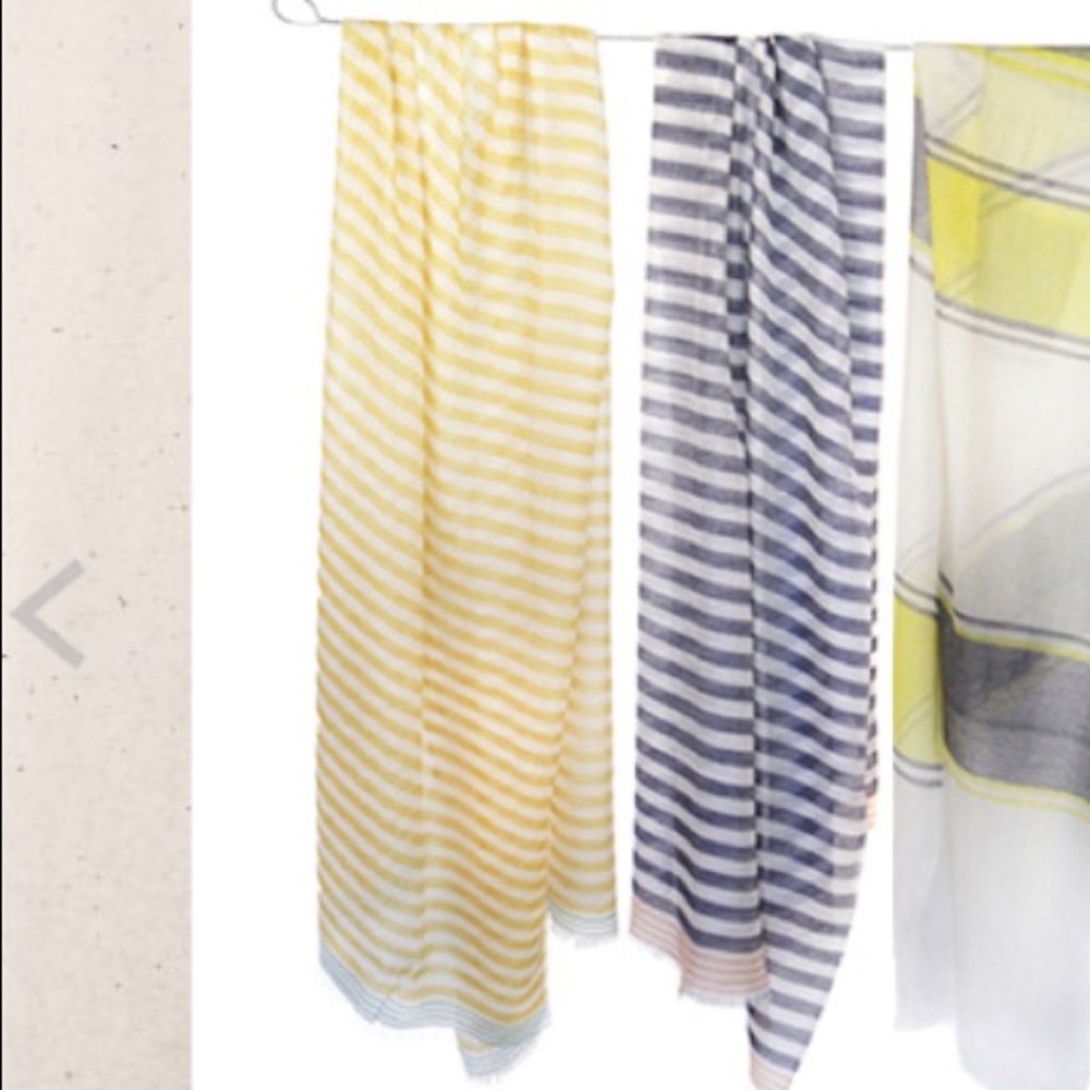 Kate Kanyon Yellow Stripe Cashmere Silk Scarf NWT